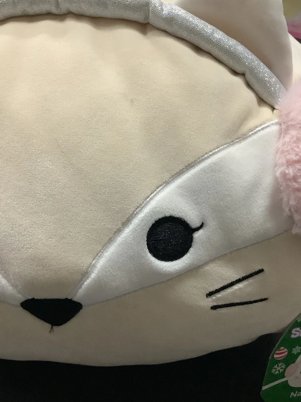 Squishmallows Cream Nadine Stackables with Pink Pom Pom